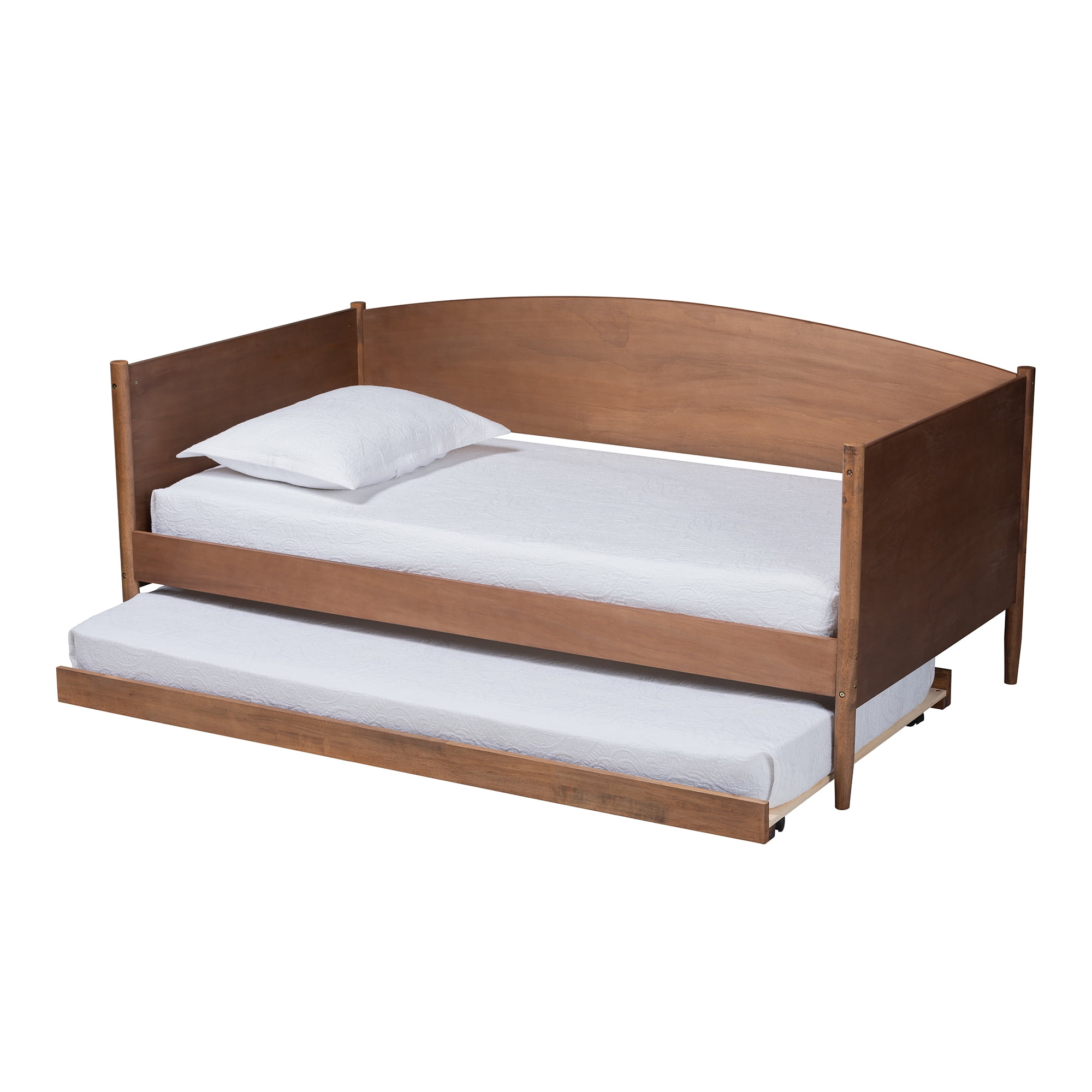 Baxton Studio Veles MidCentury Modern Ash Wanut Finished Wood Daybed with Trundle