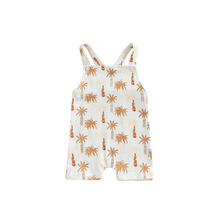 

aturustex Baby Boys Girls Jumpsuit Sleeveless Coconut Tree Print Summer Romper for Toddlers