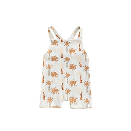 

Suanret Toddler Infant Baby Boys Girls Jumpsuit Sleeveless Coconut Tree Print Summer Romper Bodysuit Creamy White 6-12 Months