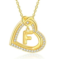 APSVO 14K Gold Plated Love Heart Initial Necklaces for Women Girlfriend Mom Wife Daughter CZ Hypoallergenic Bubble Letter F Necklace Pendant Birthday Mother's Day Jewelry Gifts for Her