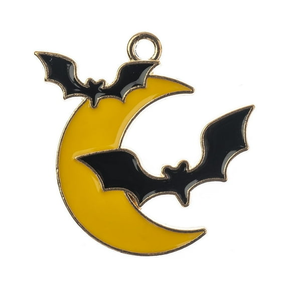 Sweet & Petite 6pcs Bats and Moon, Simple Halloween Charms for Jewelry Making