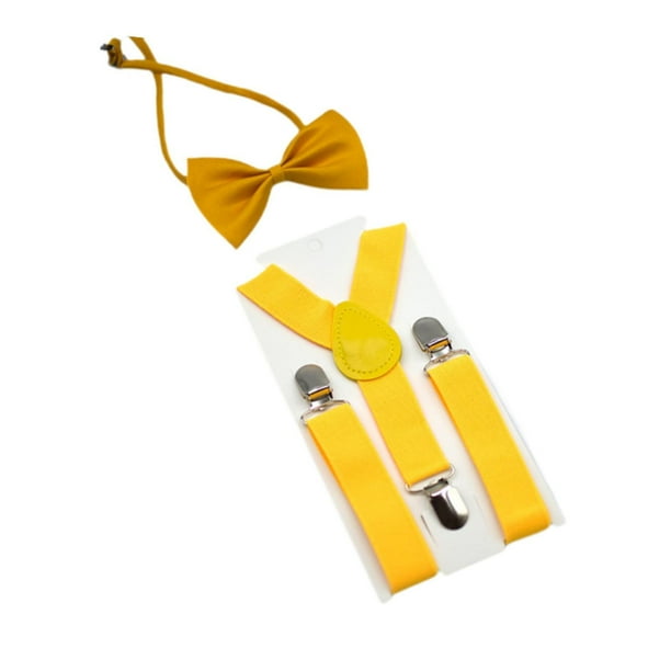 Conjunto de tirantes y pajarita para niños, ajustable, para bebés y niños, para bodas. amarillo