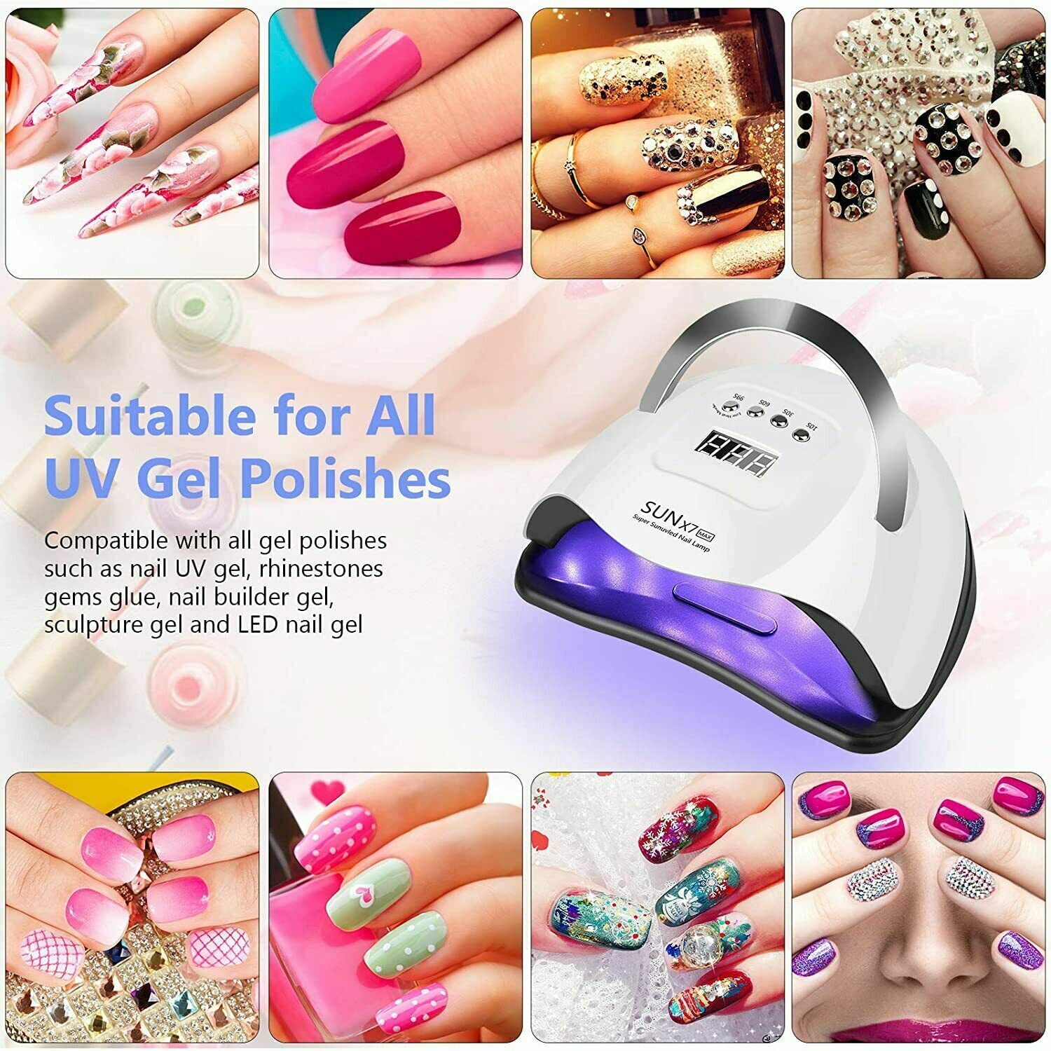 220W Nail Dryer LED Lamp UV Light Polish Gel Curing Machine Electric Manicure