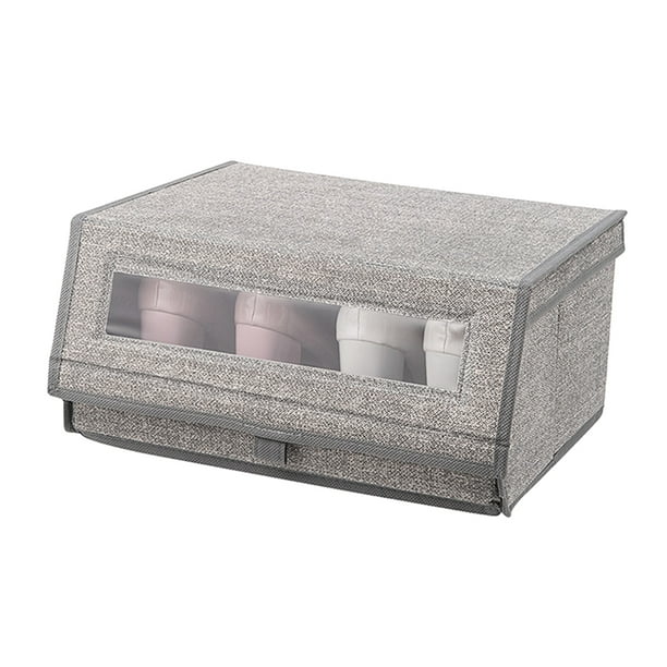 Almacenamiento de zapatos Baoblaze Plegables con Ventana Lateral Clara Gris