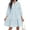 Light Blue, variant on Womens Plaid Button Down Shirt Dress V Neck Tunic Dress Pull Sleeve Ruffle Summer Casual Mini Dress