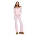 thumbnail image 2 of Forever 21 Women's Fitted Fleece Zip Up Hoodie with Fur Hood and Tonal Patch Detail, Soft Casual Sweatshirt Jacket, Pink, XXS-XXL, 2 of 6