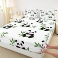 thumbnail image 3 of jejeloiu Cute Panda Queen Sheet Sets,Zoo Animal Flat Sheet,White Black Green Queen Fitted Sheet For Boys Girls,Ultra Soft Home Decor,4-Piece, 3 of 7