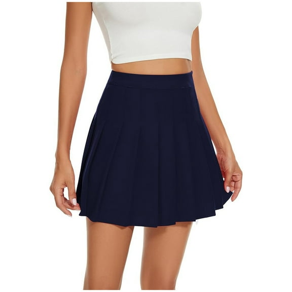 Landzoo Women's Fashion Casual Solid Color All Short Pleated Skirt Comfortable Casual Women's Skirt