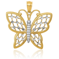 thumbnail image 3 of 14K Solid Yellow Gold Butterfly Wings Necklace Chain Pendant Charm, 3 of 8