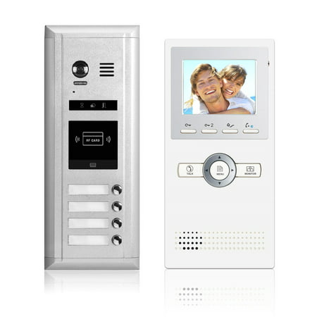 Video Intercom Entry System DK1641 4 Apartment Audio/Video Kit (4 monitors (Best Intercom System For Apartments)