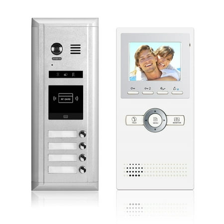 Intercom System Kit - Video Intercom Entry System DK1641 4 Apartment Audio/Video Kit (4 monitors included)