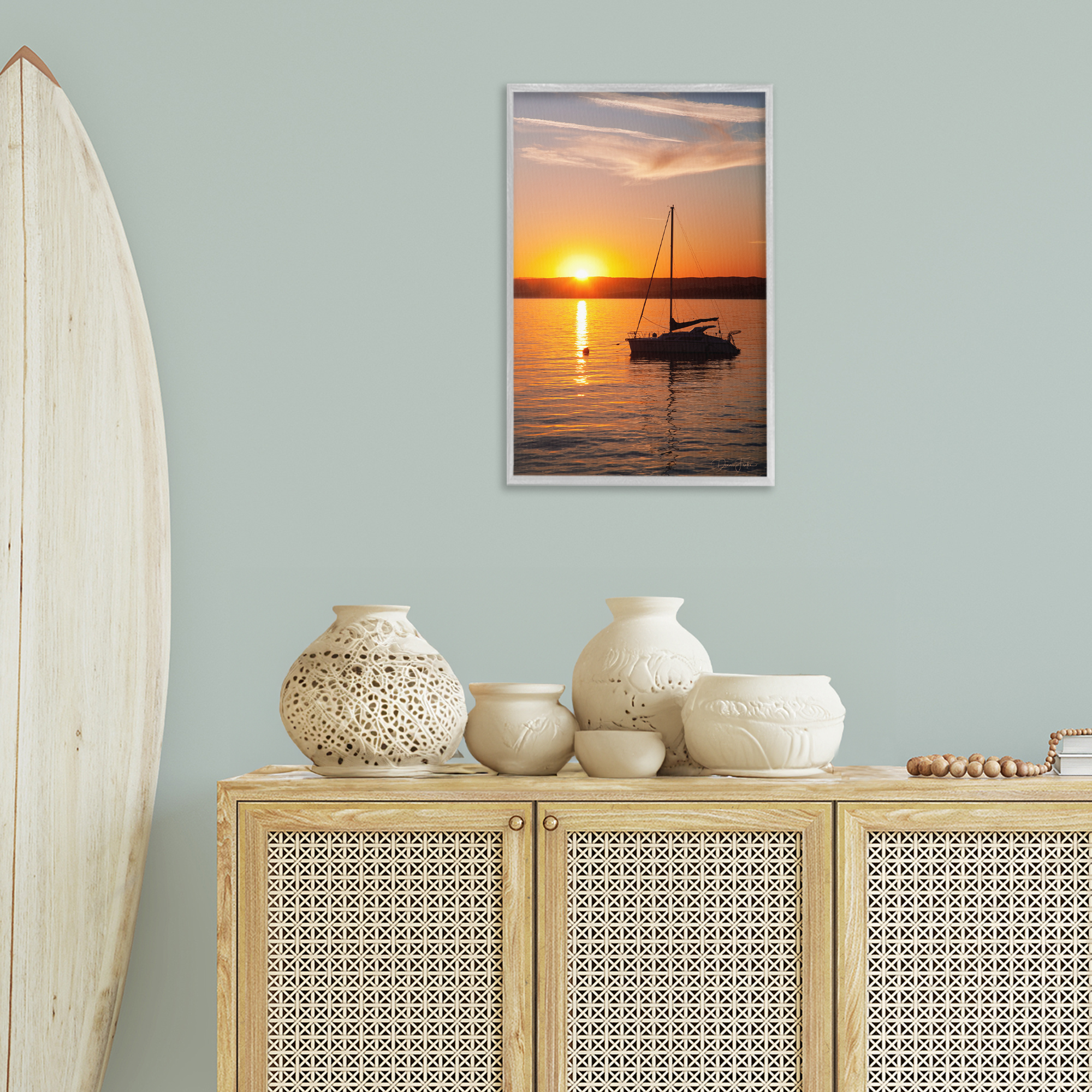 Stupell Industries Boat Ride at Sunset Landscape Photography Gray Framed Art Print Wall Art, 16 x 24