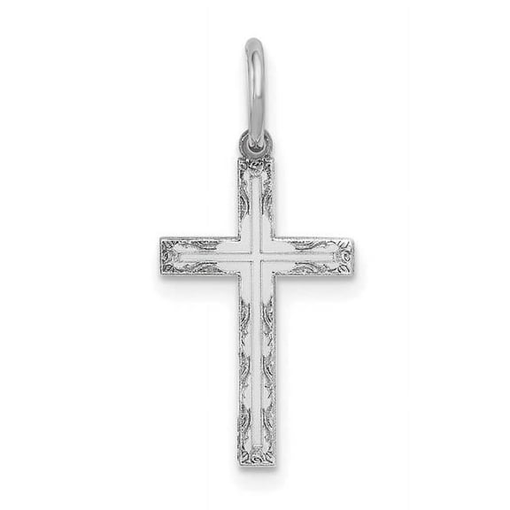 Finest Gold 14K White Gold Laser Designed Cross Charm