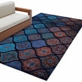 thumbnail image 2 of Boho Washable Area Rugs 4'x6', Moroccan Trellis Blue Red Black Geometric Flower Texture Low Pile Throw Living Room Rug Non-Slip Sturdy Edge Binding Carpet for Indoor Entryway Bedside Kitchen, 2 of 9
