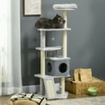 thumbnail image 2 of PawHut 57.5" Cat Tree with Scratching Posts, Bed, House, Toys, Grey, 2 of 10