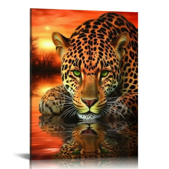 EastSmooth African Animal Canvas Print Wall Art Leopard cheetah Stretched and Framed Ready to Hang for Living Room Bedroom Home Office Wall Decor Artwork