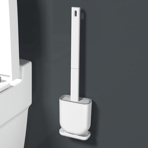 Escobilla de baño con soporte para escobilla de baño, escobilla de baño con soportes de secado rápido, mango largo y soporte de secado rápido, escobilla de baño de silicona suave
