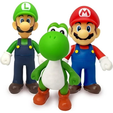 3 Set Mario Bros Luigi, Mario, Yoshi Action Figures Mario Toy （5 inch）