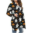 thumbnail image 6 of Wensltd Women's Halloween Cardigan Pumpkin Cat Print Long Sleeve Open Front Outwear Coat Tops, 6 of 6