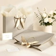 thumbnail image 2 of Gift Bags with Handles, 13” Medium Gift Bag for Presents, 1 Pcs Bags with 2 Tissue Paper and 1 Cards for Graduation Baby Shower Wedding Fathers Day Mother's Day Birthday Party（champagne gold）, 2 of 4