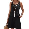 thumbnail image 2 of Women's Round Neck O-Ring Sleeveless Tank Top and Shorts 2 Piece Outfit Set Black XL, 2 of 7