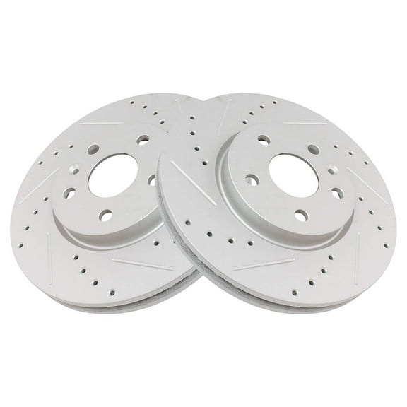 TRQ Front Performance Brake Rotor Drilled Slotted Pair Set for 9-5 / Allure / Camaro / Equinox / Impala / LaCrosse / Malibu / Malibu Limited / Regal / Terrain
