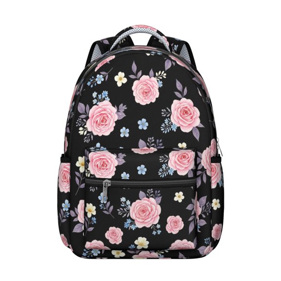 Pioneer Flower Floral Print Pattern Backpack for School, Cute School Bag with Adjustable Shoulder Straps and Padded Back, 15.3"x11"x7.1"