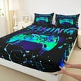 thumbnail image 3 of Erosebridal Twin Gamer Bedding Sets Gaming Fitted Sheet Teens Video Gamer Room Decor,Gamepad Controller Gamer Bed Sheets Black Teal Blue Tie Dye Bed Set, 3 of 5