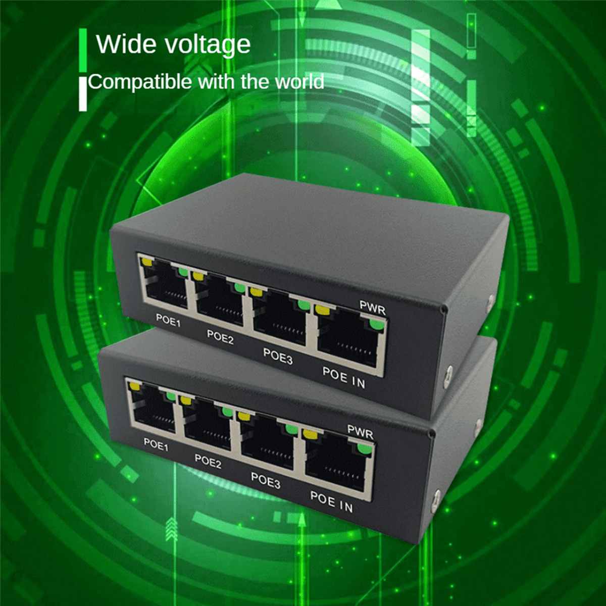 2X 4Port Gigabit POE Extender 100/1000M Network Switch Extender IEEE802.3Af/At Plug&Play for PoE Switch NVR IP Camera AP