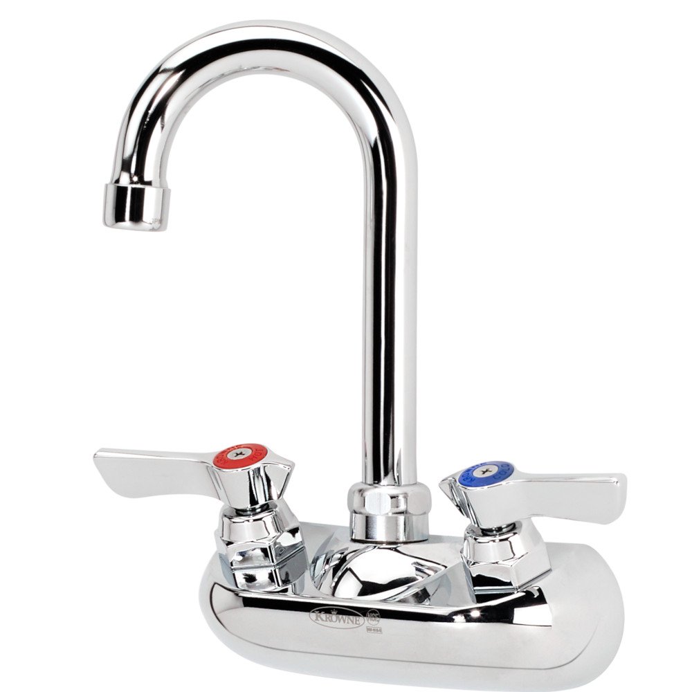 Krowne Metal 10400L Commercial Splash Mount Faucet 31/2" Gooseneck
