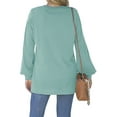 thumbnail image 3 of Fashnice Hauts pour Femmes Chandail en Molleton Col Rond Manches Longues Chandail Doux Automne Chandails en Molleton Vert Clair TG, 3 of 4