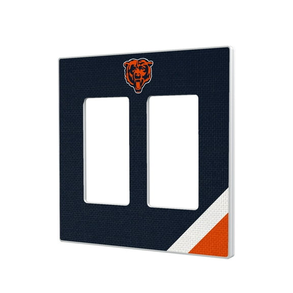 Chicago Bears Diagonal Stripe Double Rocker Light Switch Plate