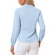 thumbnail image 3 of CAMISA DE TRABAJO DE MANGA LARGA CON BOTONES PARA MUJERES INSPIRADA EN CHIC, BLOQUE DE COLOR, TALLA XS, AZUL CIELO SÓLIDO, 3 of 5