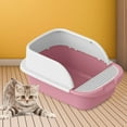 thumbnail image 6 of Cat Litter Box No Odor Splashproof Cat Toilet Bedpan, Open Top Pet Litter Tray, Pets Supplies for Rabbit, Small Pets 45x30x18cm Pink, 6 of 8
