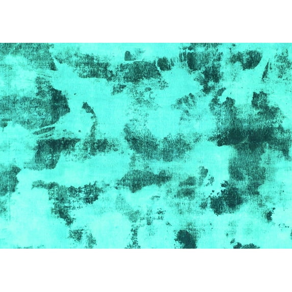 Ahgly Company Indoor Rectangle Abstract Turquoise Blue Modern Area Rugs, 5' x 7'