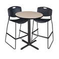 thumbnail image 2 of Regency Cain 36" Round Café Table- Mocha Walnut & 2 Zeng Stack Stools- Black, 2 of 2