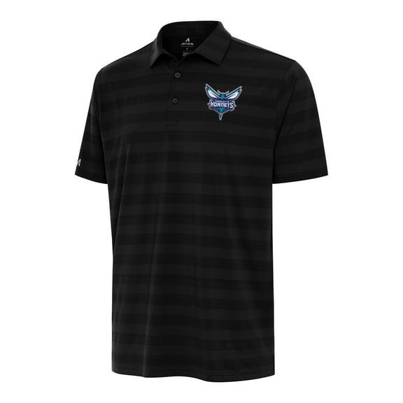 Men's Antigua Black Charlotte Hornets Tunnel Polo