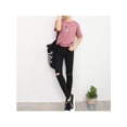 thumbnail image 3 of New Fashion Mid Waist Thin Capris Leggings Hole Pencil Casual pants, 3 of 5