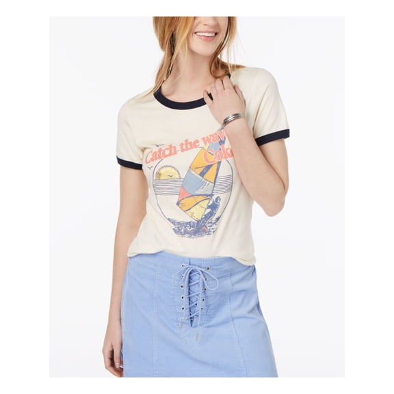 TRUE VINTAGE Womens Ivory Cola Graphic T-Shirt Top M