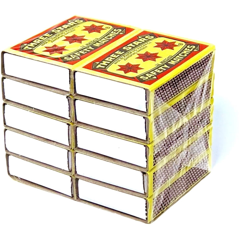 Swedish Match, Three Stars Safety Matches, 10 pack, Strike-On-Box