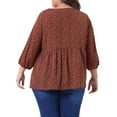 thumbnail image 4 of DARING DIVA Women's Plus Dressy 3/4 Sleeve Floral Peplum Babydoll Top 3X Burgundy, 4 of 6
