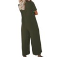 thumbnail image 3 of Women Short Sleeve Scoop Neck Wide Leg Jumpsuit Casual Loose Outfit with Pockets, 3 of 5