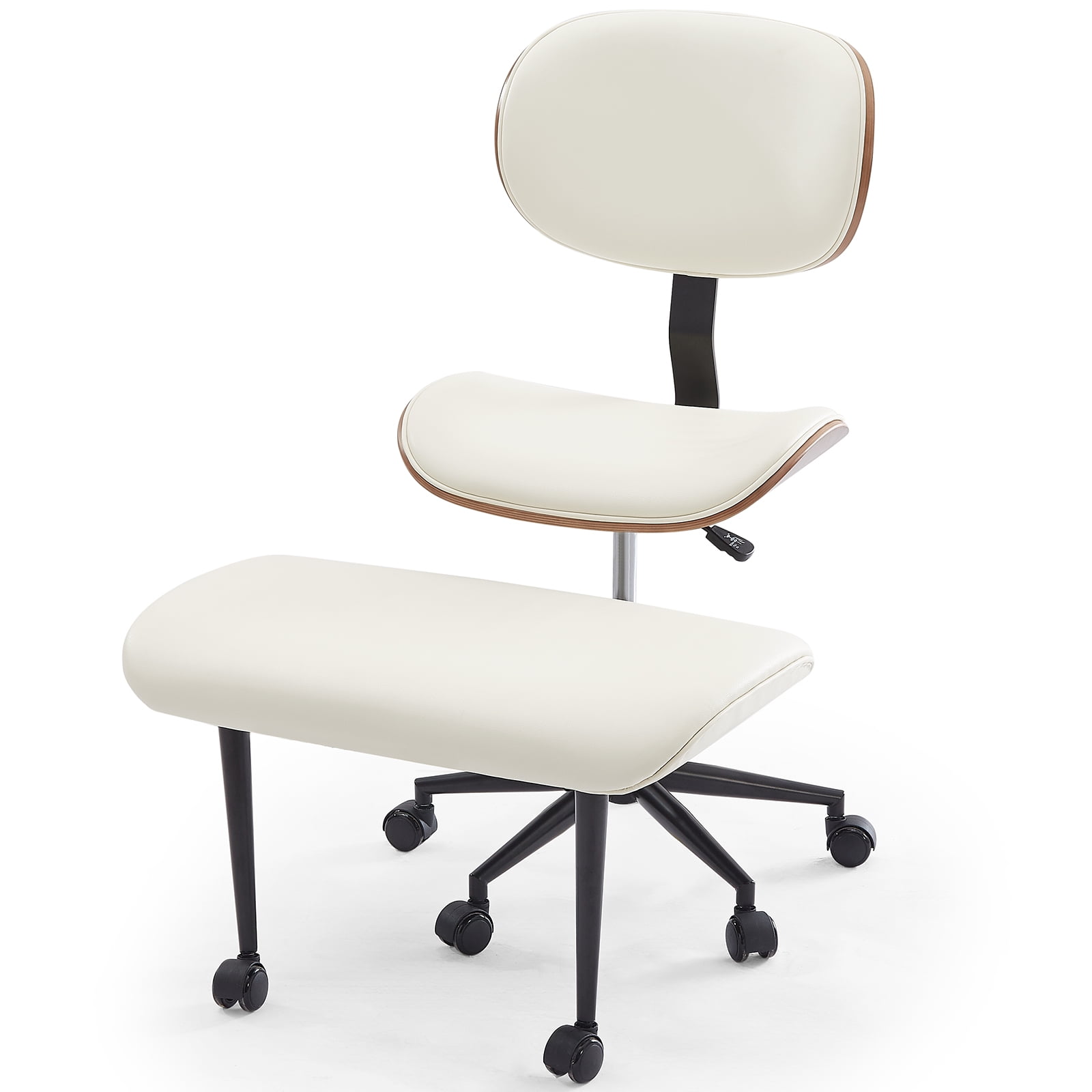 Bestier Cross Legged Office Chair, Adjustable Height Ergonomic ADHD Chair, Swivel Seat for Yoga Meditation home office, PU Leather, White​