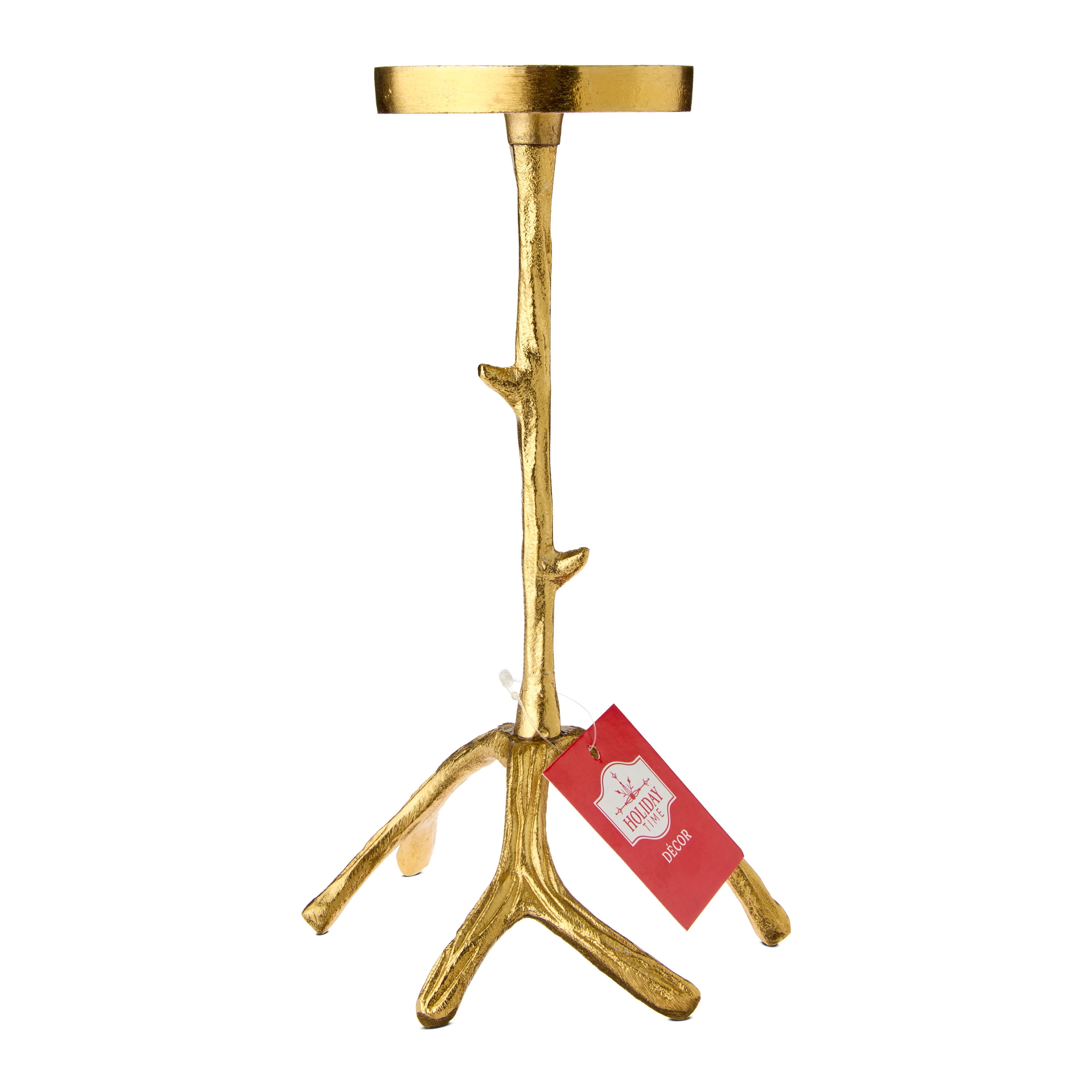 Large Rustic Gold Metal Antler Christmas Pillar Candle Holder, 10", by Holiday Time