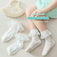 thumbnail image 5 of GYRATEDREAM 3 Pairs Toddler Baby Girls Non-Slip Ankle Socks Kids Cotton Lace Trim Anti-Skid Grips Socks Children Sticky Slipper Crew Socks for 1-12 Years, 5 of 8