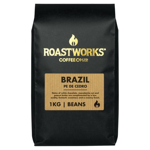 Roastworks Pe De Cedro Brazil Whole Bean Coffee 1kg, British Import (Pack of 2)