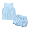 thumbnail image 2 of MXIEZI Baby Boys Girls 2Pcs Sleeveless Vest Outfit Kids Summer Pullover Soft Casual Sets for 3M-4Years Infant Toddler Cotton Linen Vest Top + Shorts Set, 2 of 9
