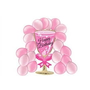 Happy Birthday Bubbly Champagne Glass Balloon Bouquet