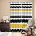 thumbnail image 3 of Yellow Black Stripe Kitchen Curtains 96 Inch Length, Modern Abstract Art Coarse Striped Grommet Top Bedroom Living Room Curtains, Light Filtering Cafe Curtain Drapes 2 Panels Set 104''x96'', 3 of 9