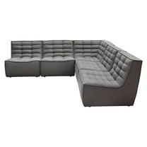 Nova Lifestyle Marshall 5PC Corner Modular Sectional w/ Scooped Seat in Grey Fabric